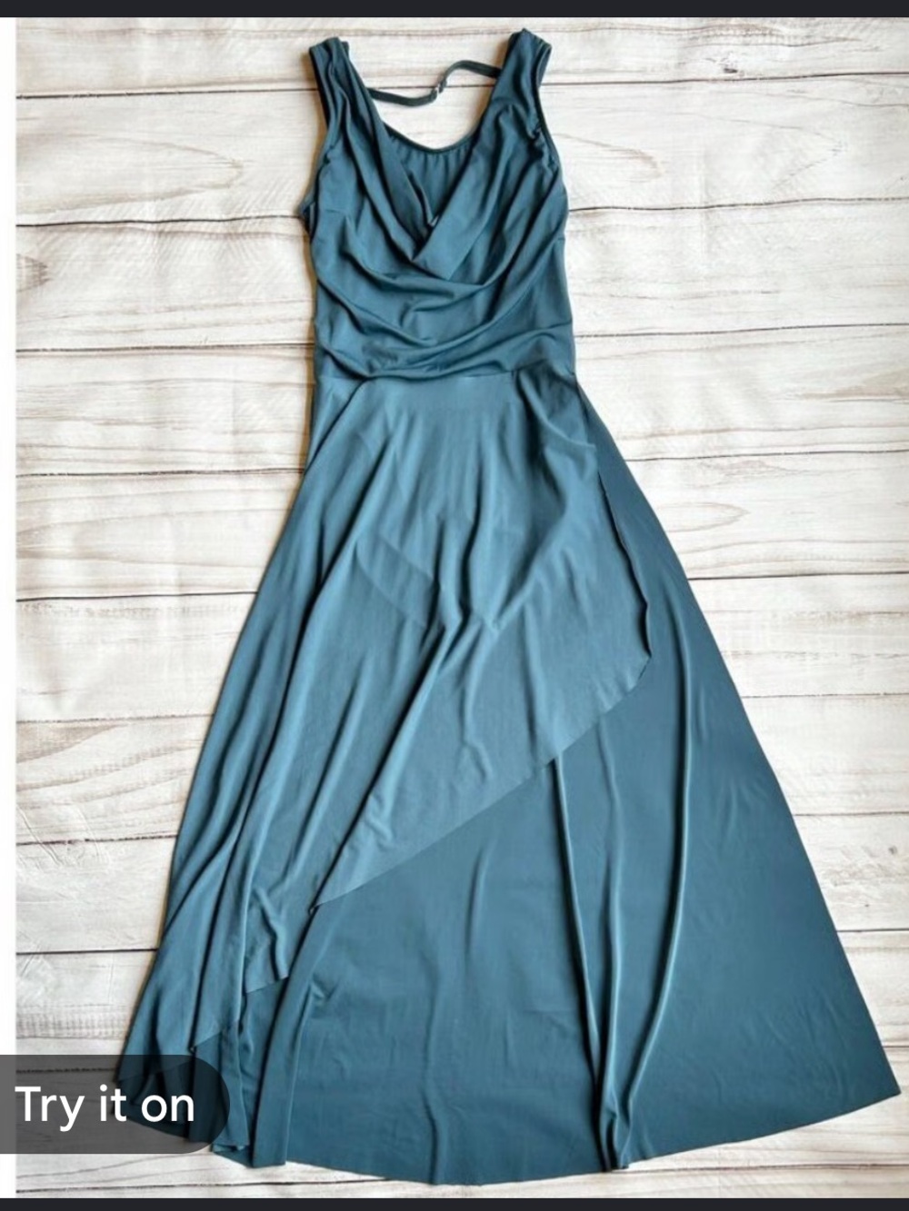Weissman Showtime Asymmetrical Midi Dress in Teal small